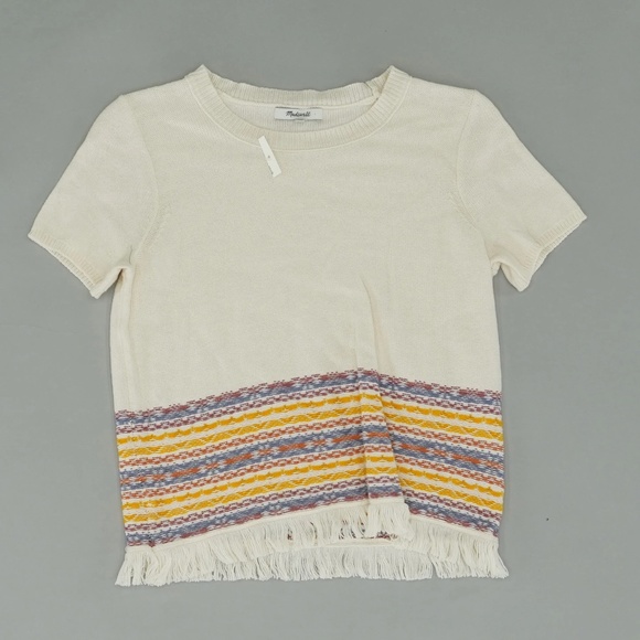 NWT Fringed Jacquard Sweater Tee - Picture 1 of 3